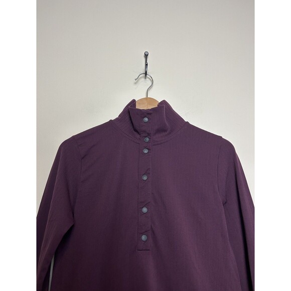 Athleta Purple Flurry Seamless Long Sleeve Henley Top Spiced Cabernet Size M - Picture 3 of 9